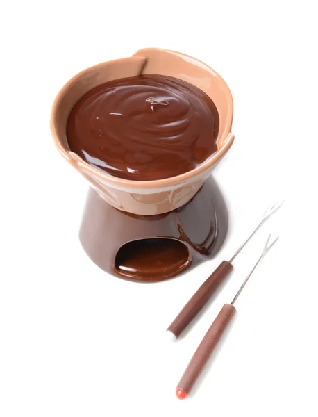Schokoladenfondue, isoliert auf weiß — Stockfoto