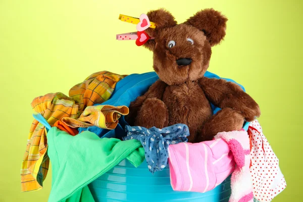 Blue laundry basket — Stock Photo, Image