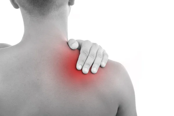 Young man with neck pain — Stock Photo, Image