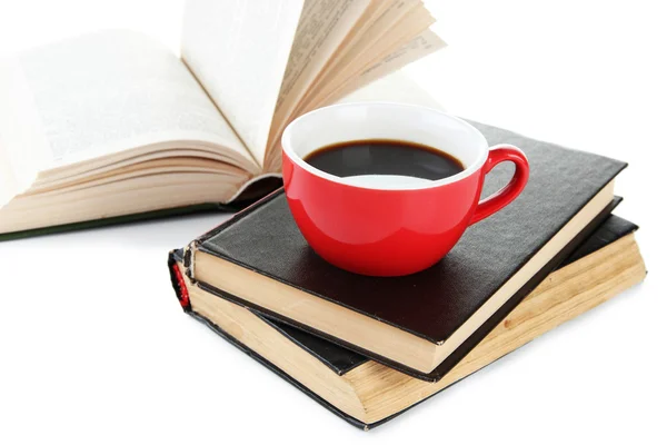 Šálek kávy a knih — Stock fotografie