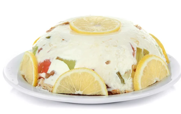 Delicioso pastel de gelatina aislado en blanco — Foto de Stock