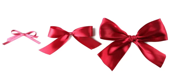 Color gift satin ribbon bows, isolated on white — Stock Photo, Image