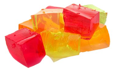Tasty jelly cubes isolated on white clipart