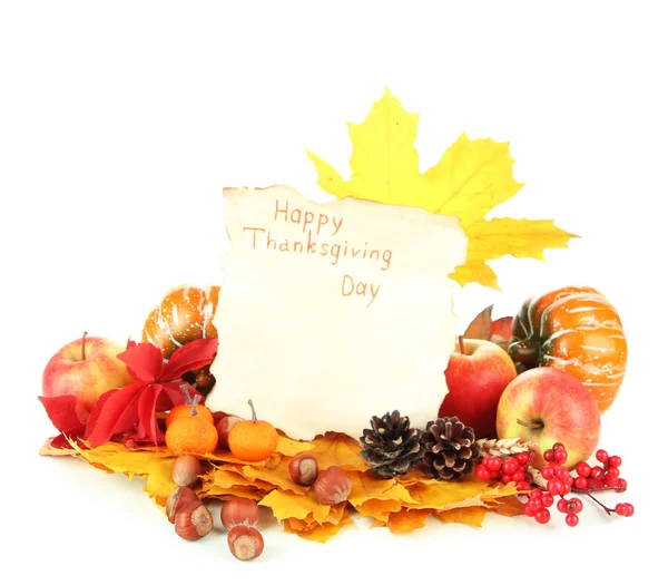 Mooie herfst thanksgiving day compositie, geïsoleerd op wit — Stockfoto