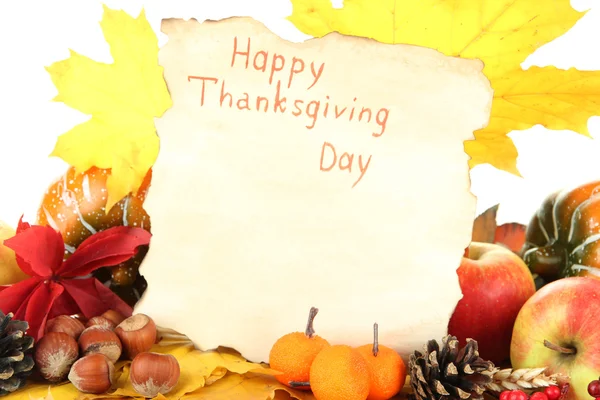 Hermosa composición del Día de Acción de Gracias de otoño, aislada en blanco — Foto de Stock