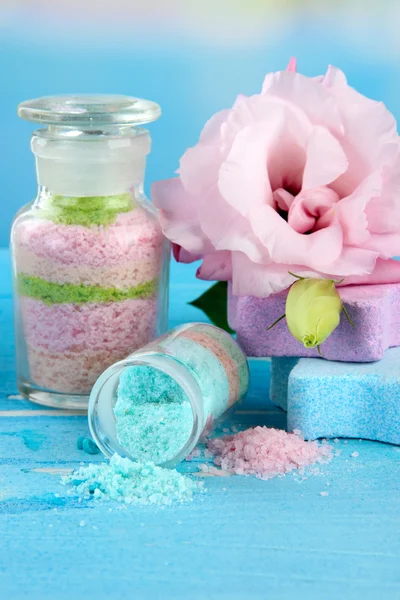 Aromatic salts in glass bottles — Stock Photo, Image