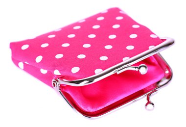 Pembe çanta üzerinde beyaz izole