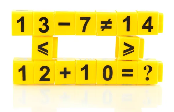 Educational cubes with different numbers — Stock Photo, Image