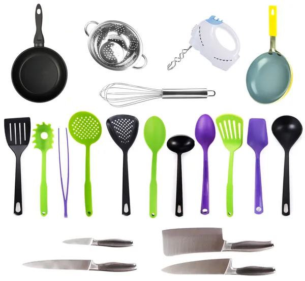 Kitchen tools collection isolated on white — Stock Photo, Image