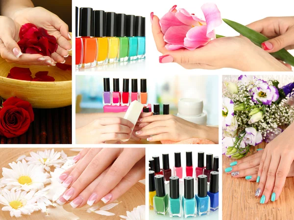 Collage di bella manicure donna — Foto Stock