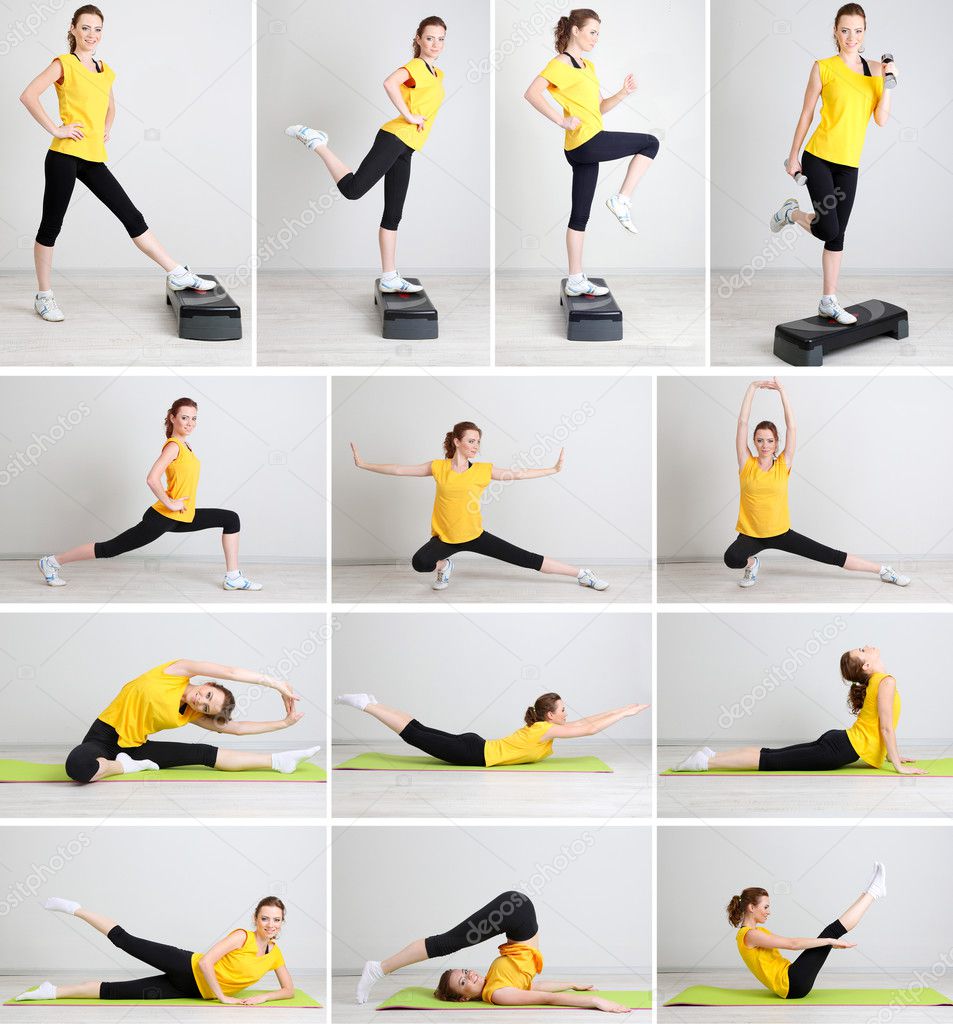 Collage of different fitness exercises