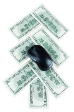 bilgisayar fare üzerinde beyaz izole dolar