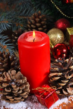 çam kozalakları yakın çekim ile Noel dekorasyon