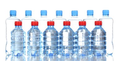 plastic bottles of water isolated on white