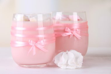 lezzetli yoğurt ile marshmallow, yakın çekim