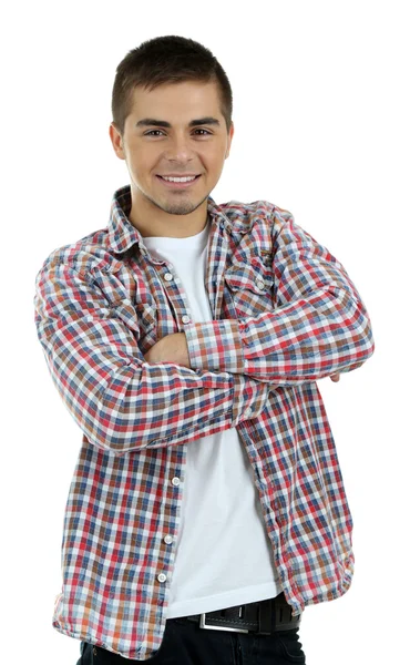 Beau jeune homme isolé sur blanc — Photo