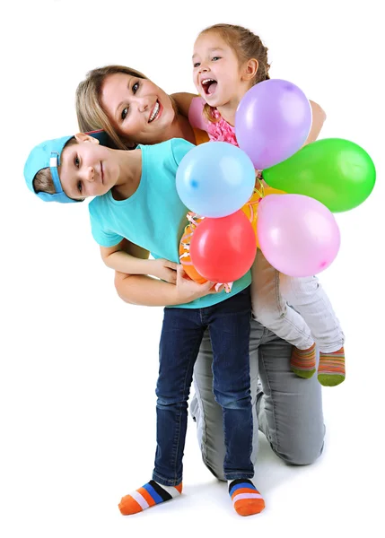 Bambini piccoli con bella mamma — Foto Stock