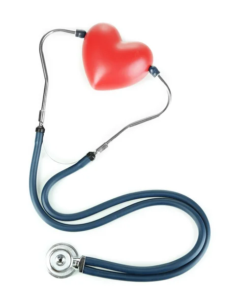 Stetoskop i serce wyizolowane na białym — Zdjęcie stockowe