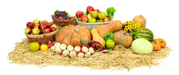 Composition with fruits and vegetables isolated on white — Stock Photo, Image