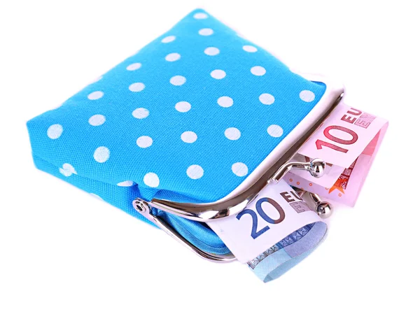 흰색 절연 돈 블루 지갑 — 스톡 사진