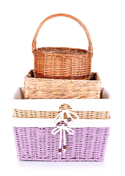 Many different baskets isolated on white — Stock Photo, Image