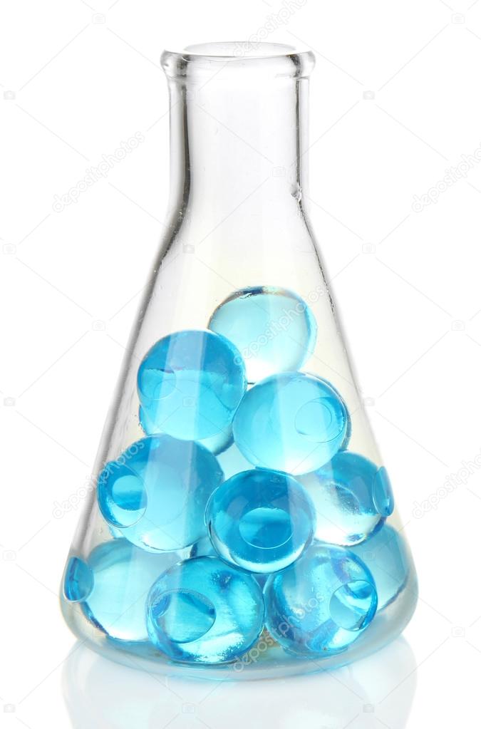 Flask with hydrogel isolated on white