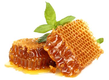 tatlı peteğin ile nane, üzerinde beyaz izole