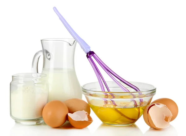 Ingredients for dough isolated on white — Stock Photo, Image