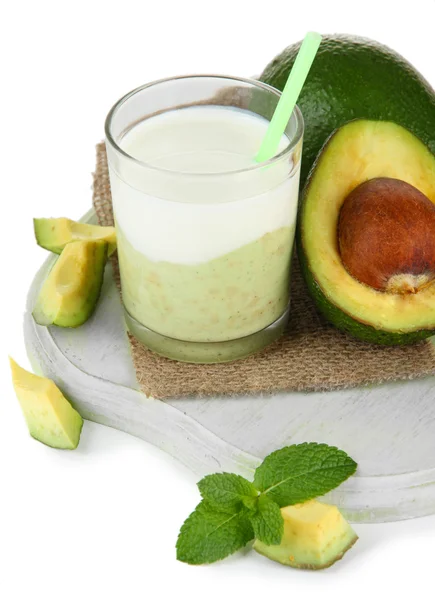 Fresh avocado smoothie isolated on white — Stock Photo, Image