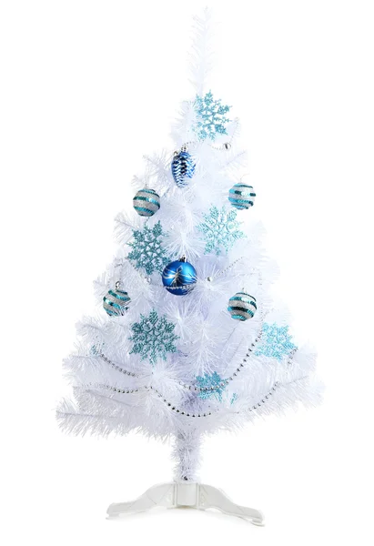 Λευκό χριστουγεννιάτικο δέντρο που απομονώνονται σε λευκό — Φωτογραφία Αρχείου