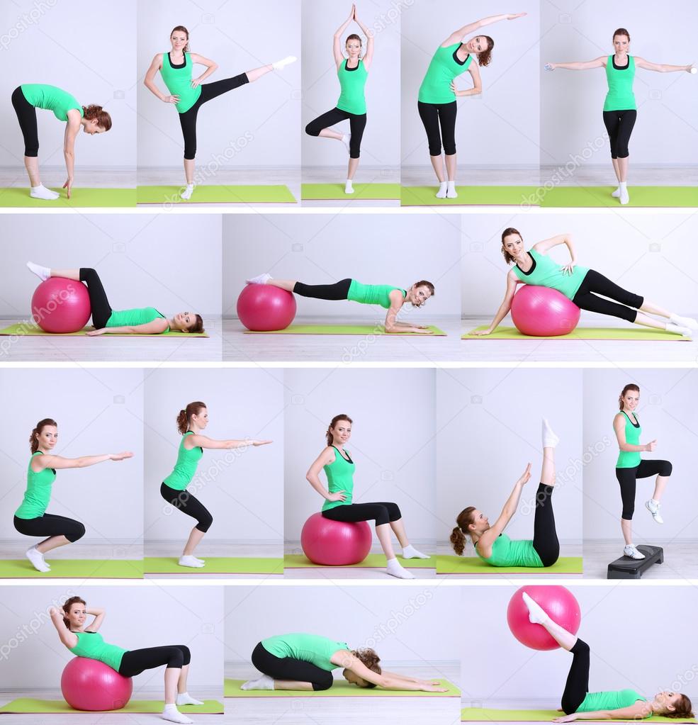 Collage of different fitness exercises