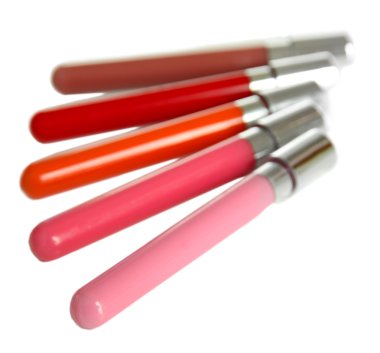 güzel dudak glosses, üzerinde beyaz izole