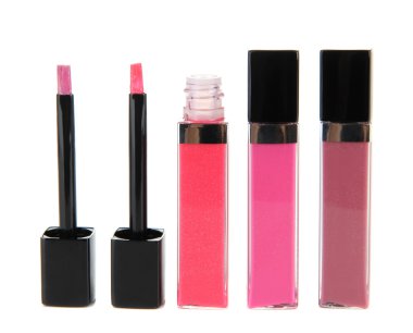 güzel dudak glosses, üzerinde beyaz izole