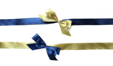 renk hediye saten kurdele bows, üzerinde beyaz izole