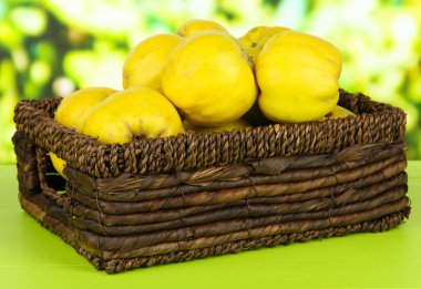 tatlı ayvaları parlak zemin üzerinde tablo hasır sepet içinde