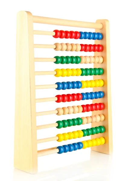 Abacus de brinquedo de madeira brilhante, isolado em branco — Fotografia de Stock