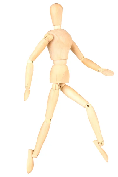 Joint pain at wooden mannequin isolated on white — Stock Photo, Image