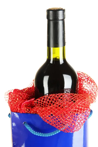 Gaveæske med vin isoleret på hvid - Stock-foto