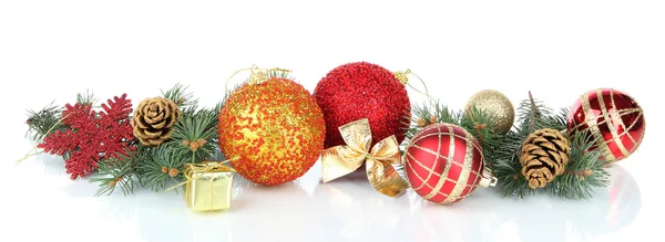 Composition of the Christmas decorations isolated on white — Stock Photo, Image