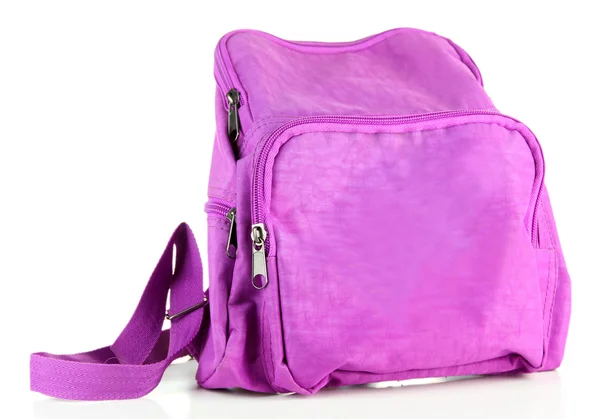 紫色的背包上白色孤立 — 图库照片