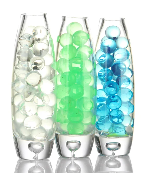 Vases transparents avec hydrogel isolé sur blanc — Photo