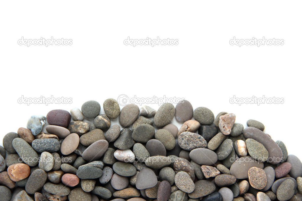 Small sea stones, isolated on white