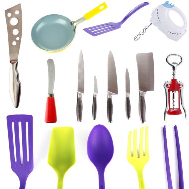 Kitchen tools collection isolated on white clipart