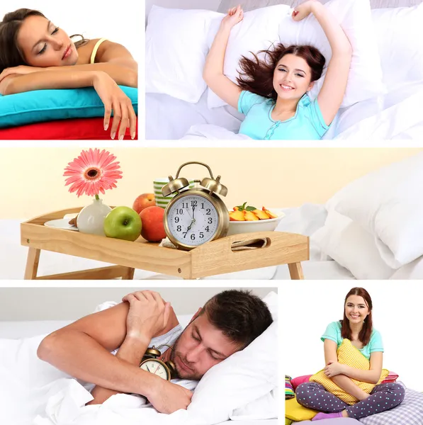 Waking up themed collage — Stock Photo, Image