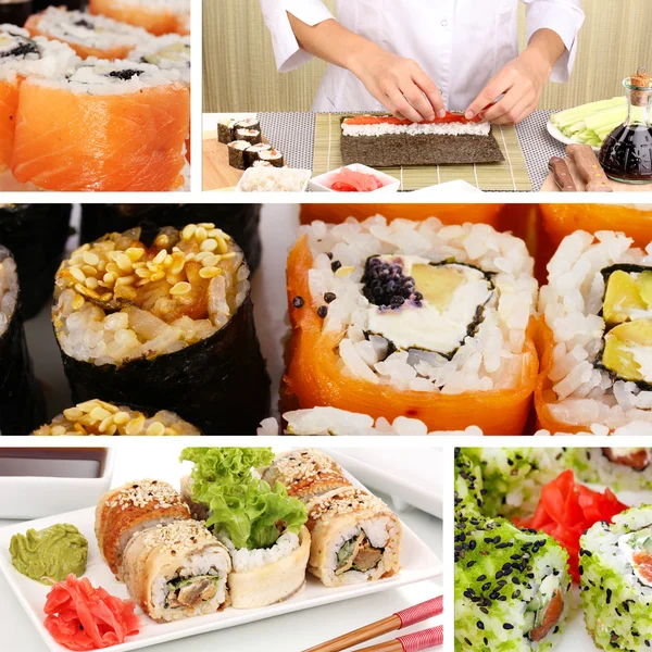 Sabroso collage de sushi — Foto de Stock