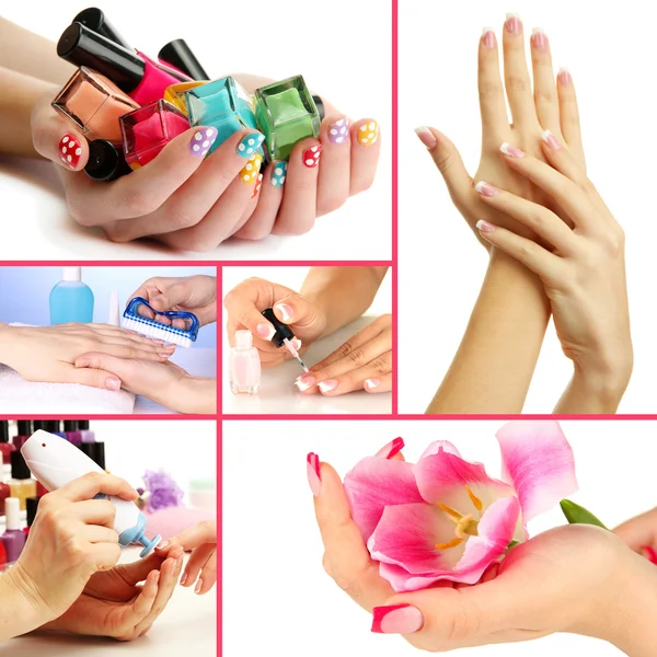 Collage de manicura hermosa mujer — Foto de Stock