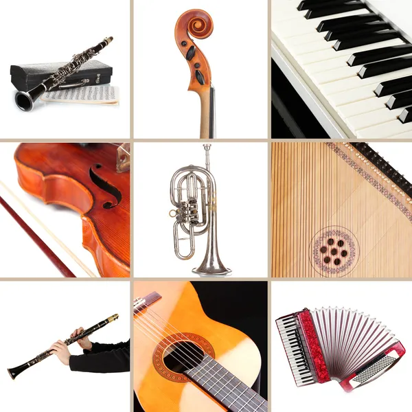 Collage van muziekinstrumenten — Stockfoto