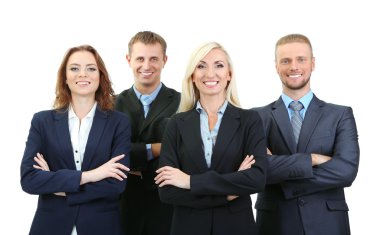 bir grup iş adamı beyazlar üzerinde izole edilmiş