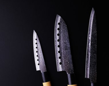 siyah üzerine izole mutfak bıçağı