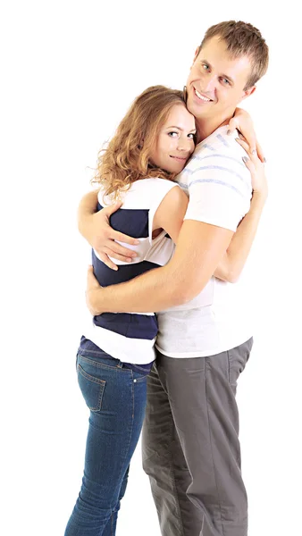 Jeune couple isolé sur blanc — Photo